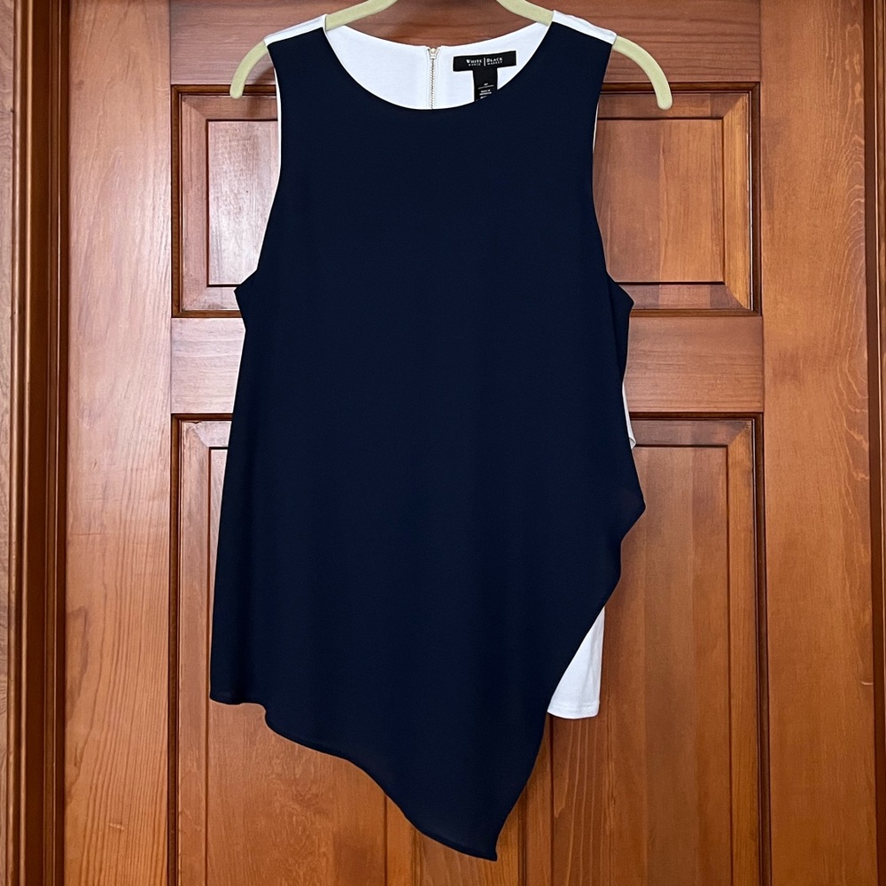 WHITE HOUSE BLACK MARKET Navy & White Tank
